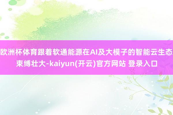 欧洲杯体育　　跟着软通能源在AI及大模子的智能云生态束缚壮大-kaiyun(开云)官方网站 登录入口