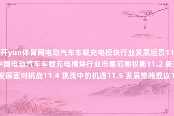 开yun体育网电动汽车车载充电模块行业发展远景11.1 2025-2031年中国电动汽车车载充电模块行业市集范围权衡11.2 新冠疫神志势11.3 发展面对挑战11.4 挑战中的机遇11.5 发展策略提议11.6 有计划举止名堂第十二章 中国电动汽车车载充电模块行业发展问题及有计划提议12.1 主要问题分析12.2 产业发展瓶颈12.3 行业发展提议图表目次图 电动汽车车载充电模块家具图、界说、特