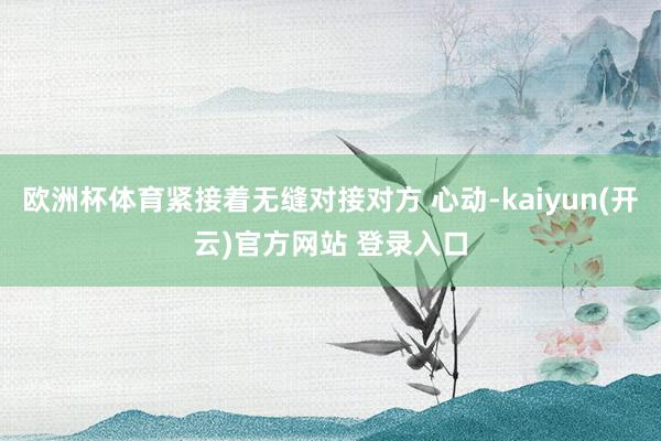 欧洲杯体育紧接着无缝对接对方 心动-kaiyun(开云)官方网站 登录入口